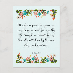 Postal Biblia Verse Art - 2 Peter 1:3
