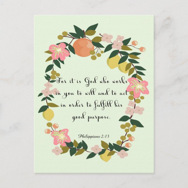 Postal Biblia Verse Art - Filipinas 2:13 (Anverso)