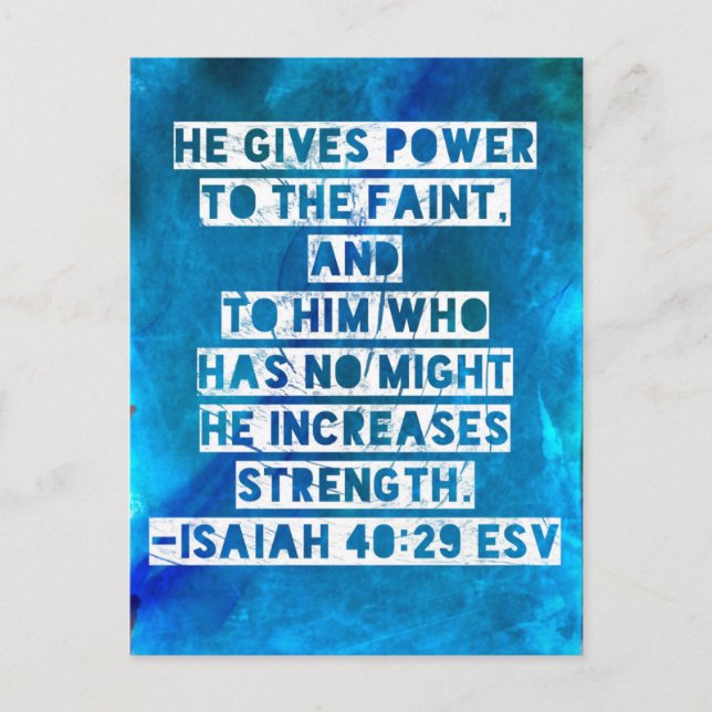 Postal Biblia Verse Isaiah 40:29 Postcard (Anverso)