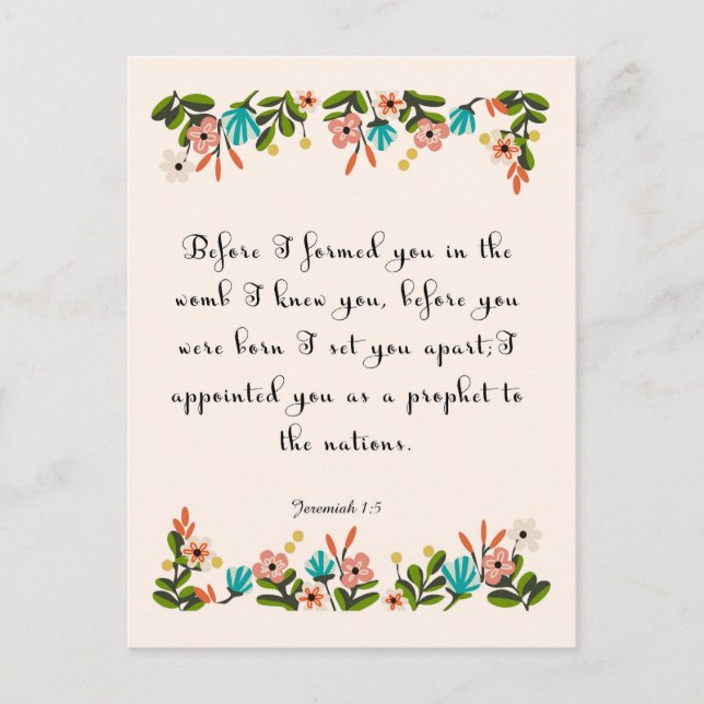 Postal Biblia Verses Art - Jeremías 1:5 (Anverso)