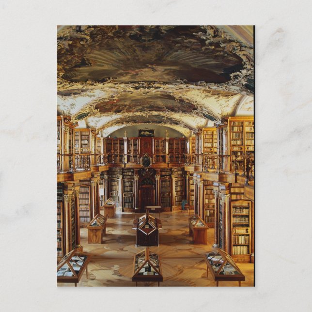 Postal Biblioteca barroca de la abadía, St. Gallen, Suiza (Anverso)