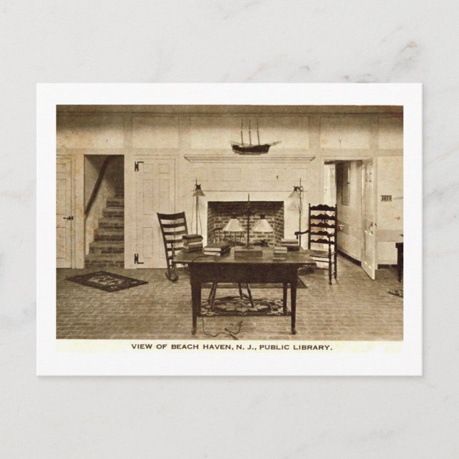 Postal Biblioteca, Beach Haven, NJ Vintage (Anverso)