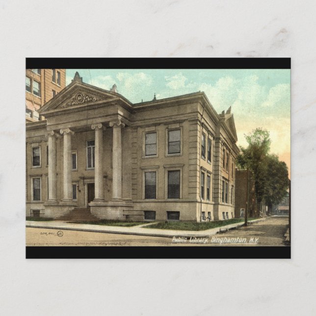 Postal Biblioteca, Binghamton NY Vintage 1909 (Anverso)
