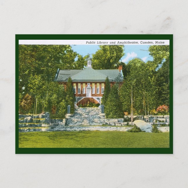 Postal Biblioteca, Camden, Maine Vintage (Anverso)
