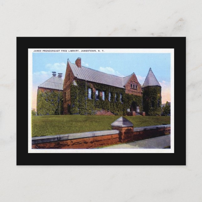 Postal Biblioteca de Prendergrast, Jamestown NY 1920s Vin (Anverso)