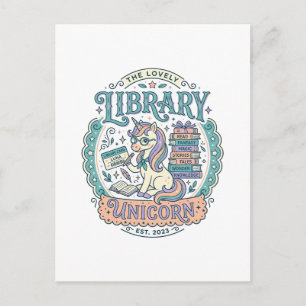 Postal Biblioteca de Unicornios Remera Gráfica Caprichosa