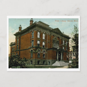 Postal Biblioteca, Detroit, MI 1909 Vintage