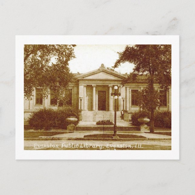 Postal Biblioteca, Evanston, Illinois Vintage (Anverso)