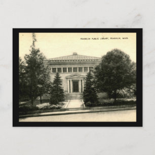 Postal Biblioteca Franklin, Franklin, Mass. Vintage