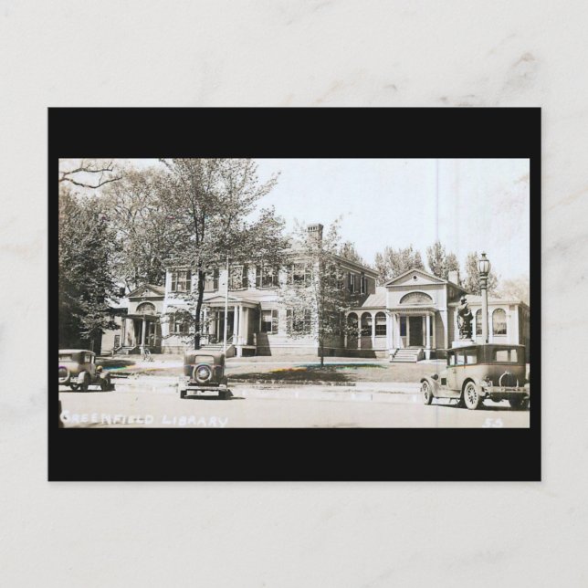 Postal Biblioteca, Greenfield, Massachusetts Vintage (Anverso)