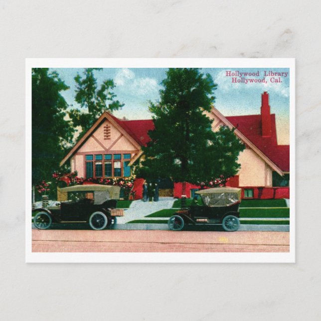 Postal Biblioteca, Hollywood, CA Vintage (Anverso)