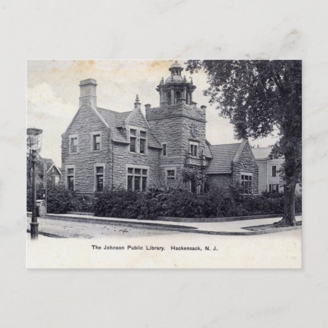Postal Biblioteca Johnson, Hackensack New Jersey Vintage (Anverso)