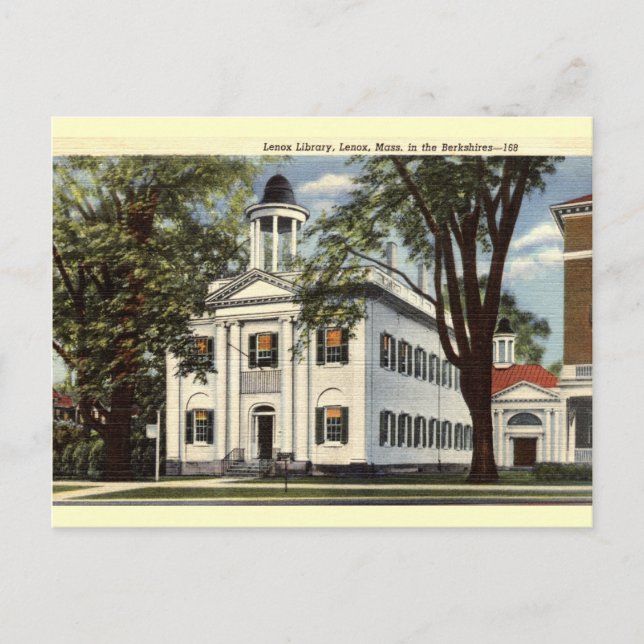 Postal Biblioteca, Lenox, Massachusetts 1932 Vintage (Anverso)
