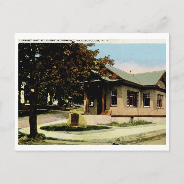 Postal Biblioteca, Marlborough, NY Vintage (Anverso)