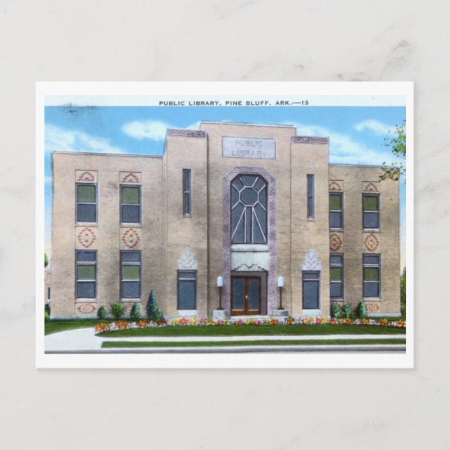 Postal Biblioteca, Pine Bluff, Arkansas Vintage (Anverso)