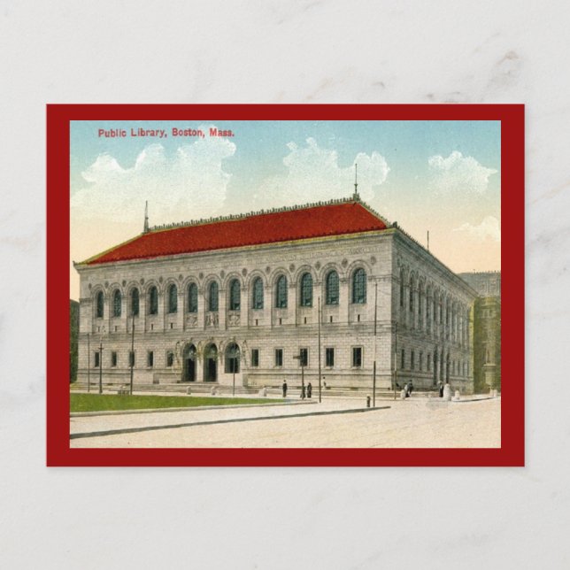 Postal Biblioteca Pública, Boston 1911 Vintage (Anverso)