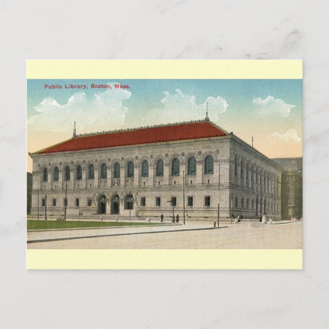 Postal Biblioteca Pública, Boston 1911 Vintage (Anverso)