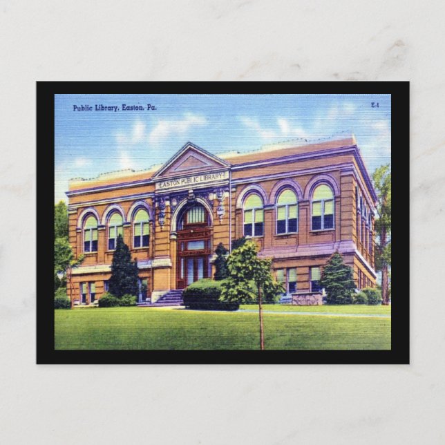 Postal Biblioteca Pública, Easton, PA Vintage (Anverso)