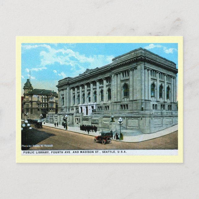 Postal Biblioteca, Seattle, Washington Vintage (Anverso)
