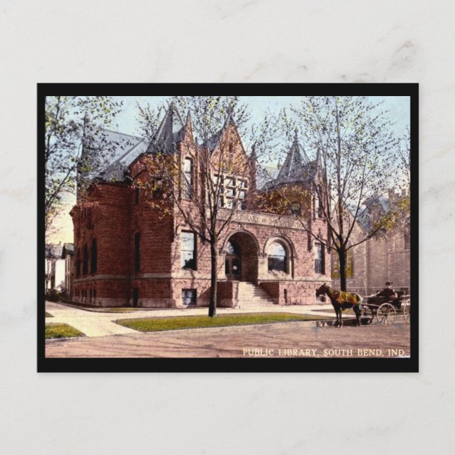 Postal Biblioteca, South Bend, Indiana 1915 Vintage (Anverso)