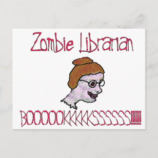 Postal Bibliotecaria Zombie