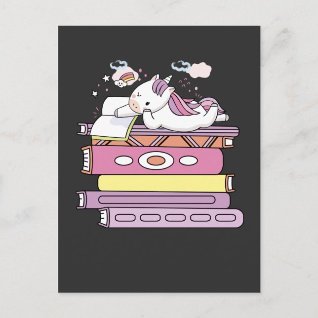 Postal Bibliotecario futuro de Chica de lectura de libros (Anverso)
