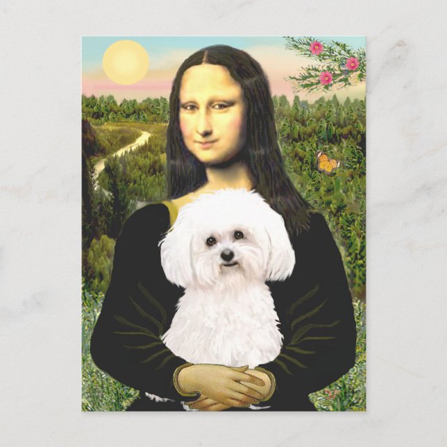 Postal Bichon Frise 2R - Mona Lisa (Anverso)
