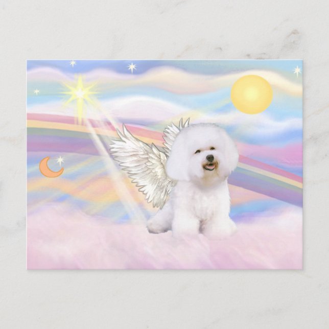 Postal Bichon Frise Angel (Anverso)