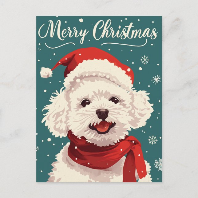 Postal Bichon Frise Merry Christmas (Anverso)