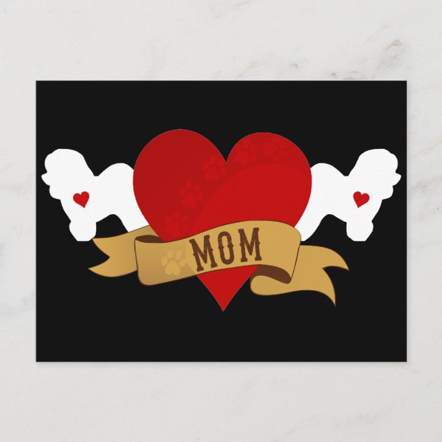 Postal Bichon Frise Mom [Estilo Tattoo] (Anverso)