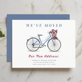 Postal Bicicleta acuarela Floral l Nos hemos mudado de nu