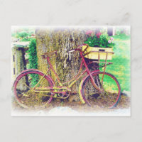 Bicicleta antigua con cesta de flores