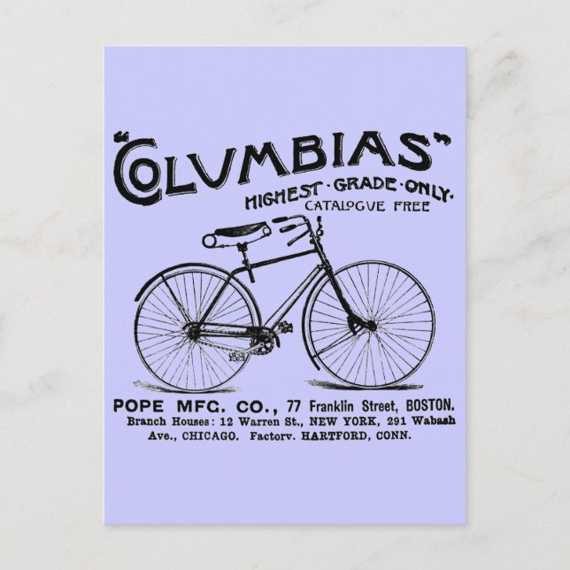 Postal Bicicleta Antigua de Moda (Anverso)