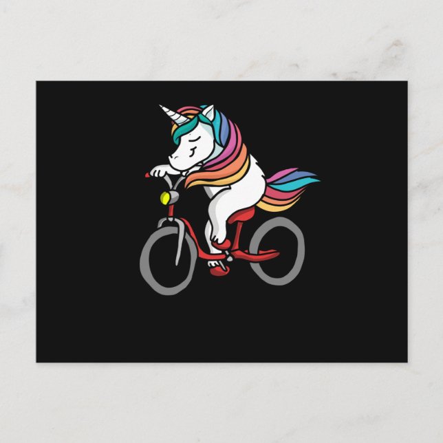 Postal Bicicleta Ciclista Unicornio (Anverso)