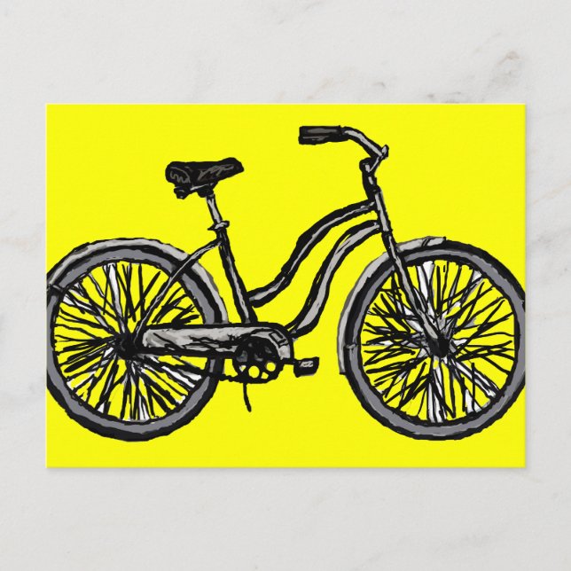 Postal Bicicleta clásica, productos del dibujo lineal (Anverso)
