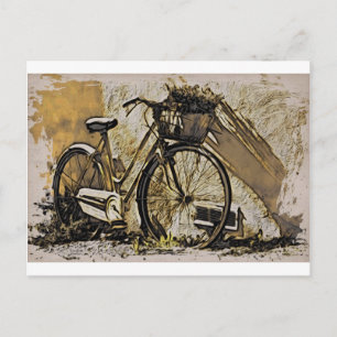 Postal Bicicleta com cesta de flores