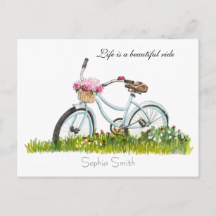 Postal Bicicleta con cesta de flores
