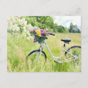 Postal Bicicleta con flores