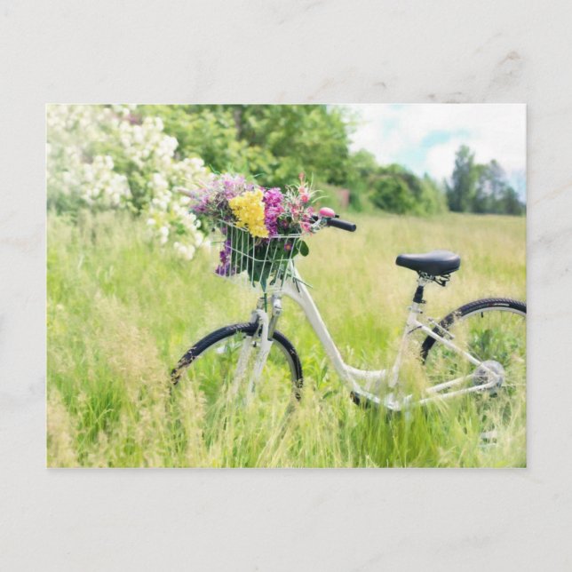 Postal Bicicleta con flores (Anverso)