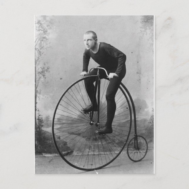 Postal Bicicleta con rueda delantera grande (Anverso)