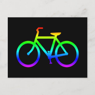 Postal Bicicleta de arcoíris brillante