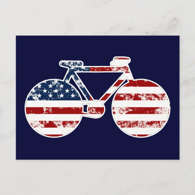 Postal bicicleta de bandera patriótica de los Estados Uni (Anverso)
