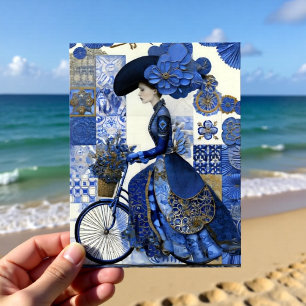 Postal Bicicleta de dama elegante Delft