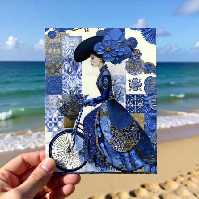 Postal Bicicleta de dama elegante Delft (Subido por el creador)