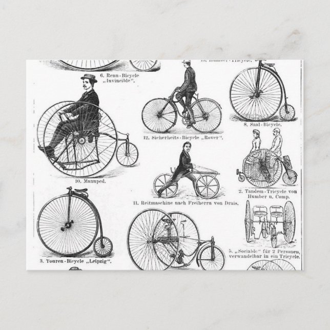 Postal Bicicleta de rueda alta Penny Farthing (Anverso)