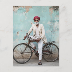 Postal Bicicleta de vintage tradicional de hombre de edad