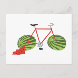 Postal Bicicleta divertida con ruedas de sandía
