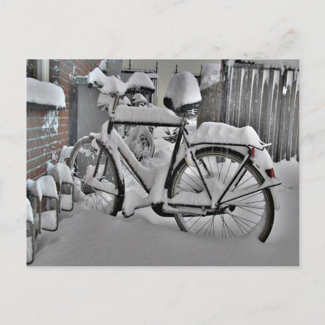 Postal Bicicleta en invierno (Anverso)