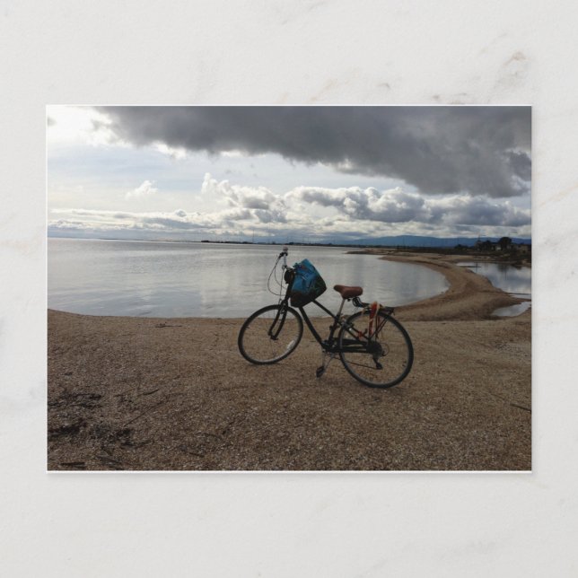 Postal Bicicleta en la playa (Anverso)