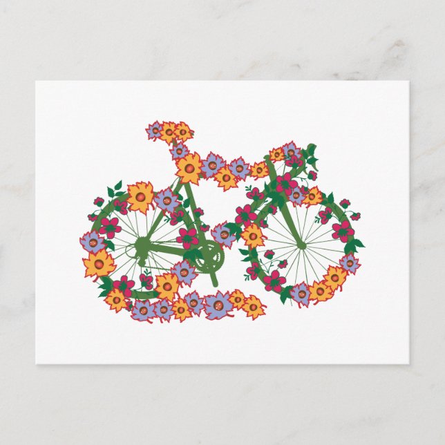 Postal Bicicleta floral (Anverso)